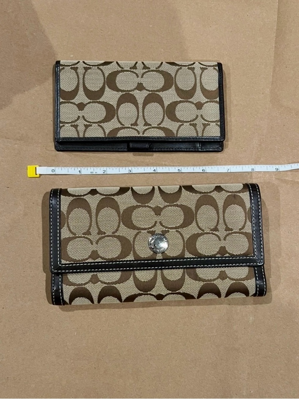 Coach C Signature Canvas Monogram trifold Wallet & checkbook